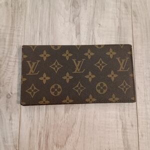 LOUIS VUITTON Monogram Porte Monnaie Credit Long Wallet Brown/ Check Holder